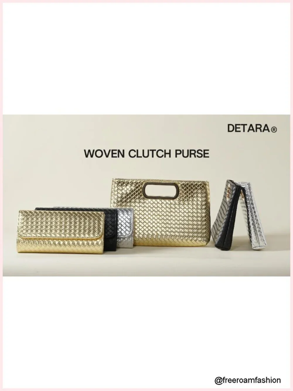 Woven PU Leather Clutch Crossbody Purse for Women Evening Party Wedding